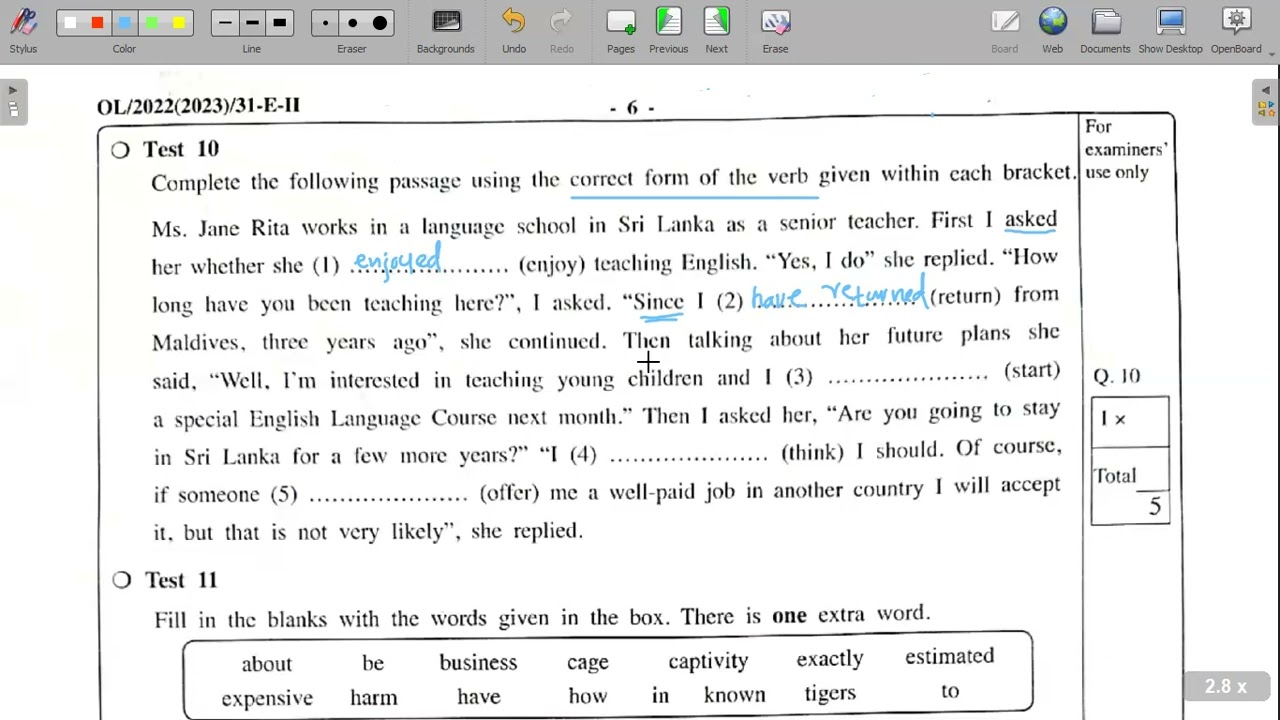 GCE OL English  2022(2023) Test 10