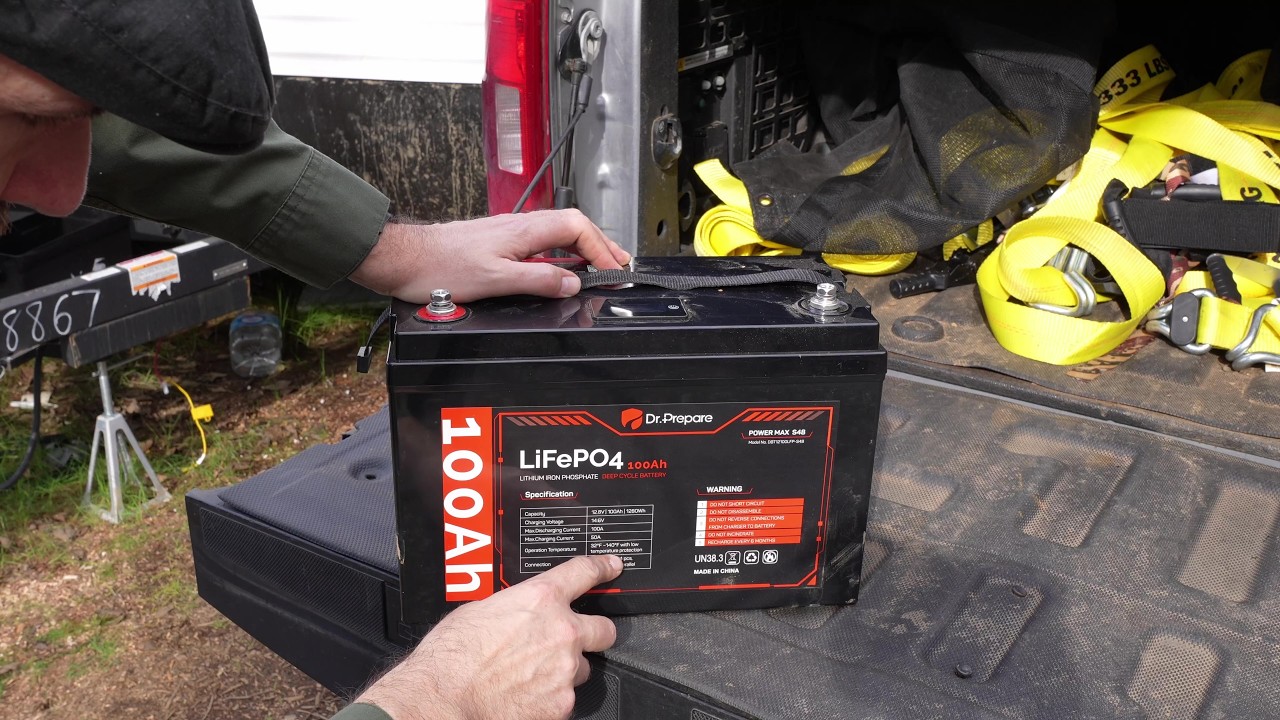 DR.PREPARE 12V 100Ah LiFePO4 Battery with Monitor Screen