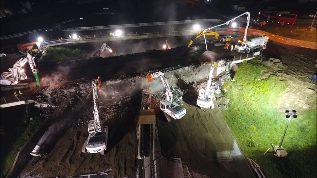 Swiss Drone View in Mendrisio - Demolition of the highway bridge | DJI Phantom 4 | Switzerland