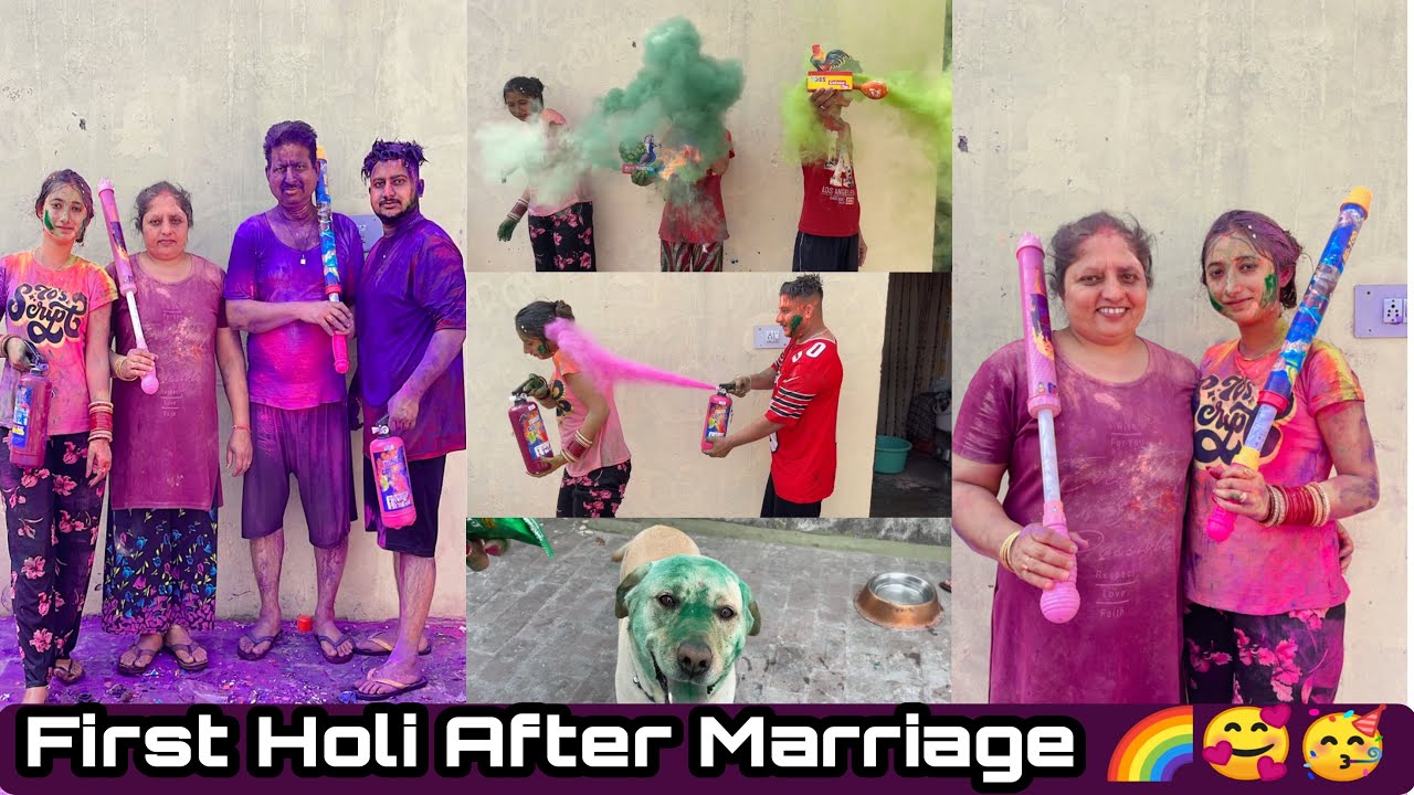 First Holi After Marriage 🌈🥰🥳 || Funny nd family Vlog 😂😇 || Angel’s Shivam 🧿❤️