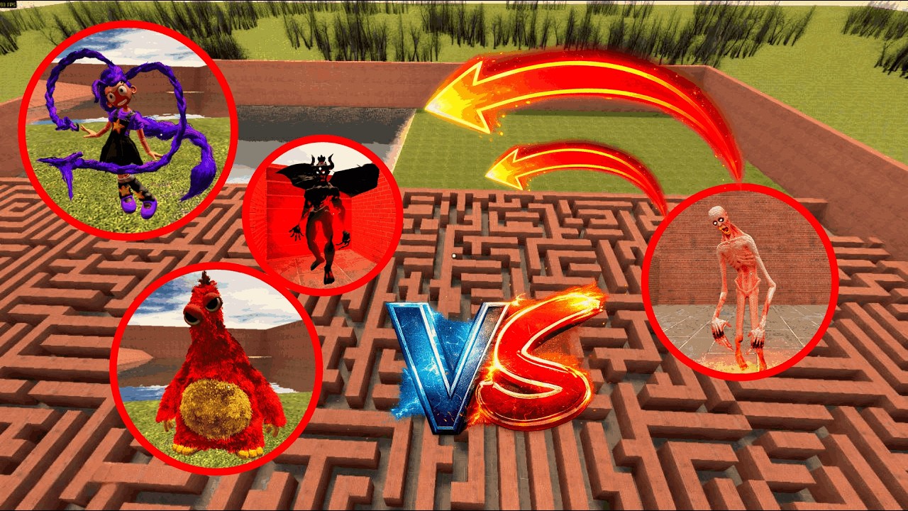 SCP-096 vs Poppy Playtime Monsters in the Maze + OIIA Cat!