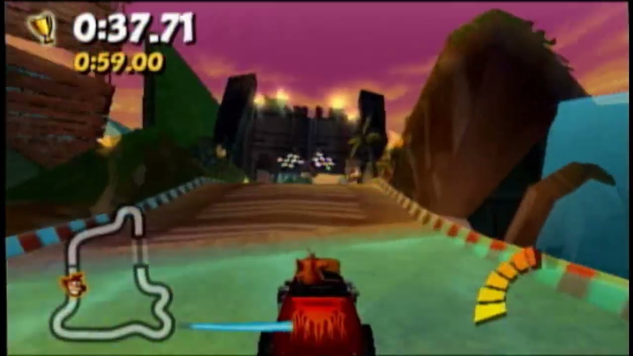 [WR] Crash Tag Team Racing (PSP) - Tiki Turbo Fast Lap Speedrun (39.84)