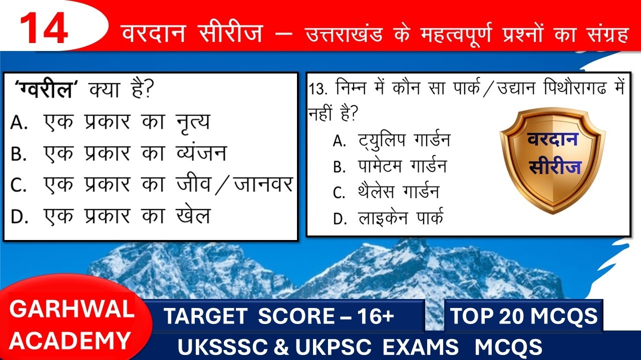 Vardan Series Set 14 | 20 Most Important Uttarakhand GK Questions | UK Exams | Garhwal Academy