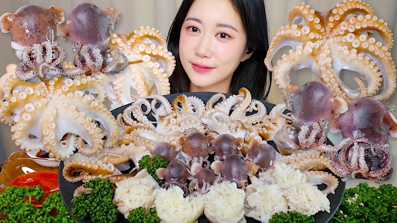 제철 맞은 알배기 주꾸미🐙귀꼴뚜기 숙회✨쫄깃탱탱 쭈꾸미 귀꼴뚜기 먹방 Webfoot Octopus + Eared Squid イイダコ＋ミミイカ | Mukbang ASMR