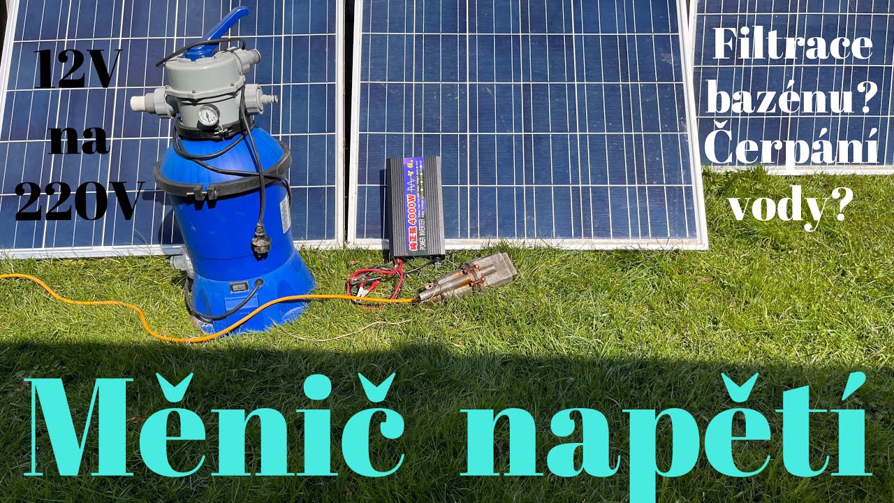 12V měnič napětí a FV panely na chatu