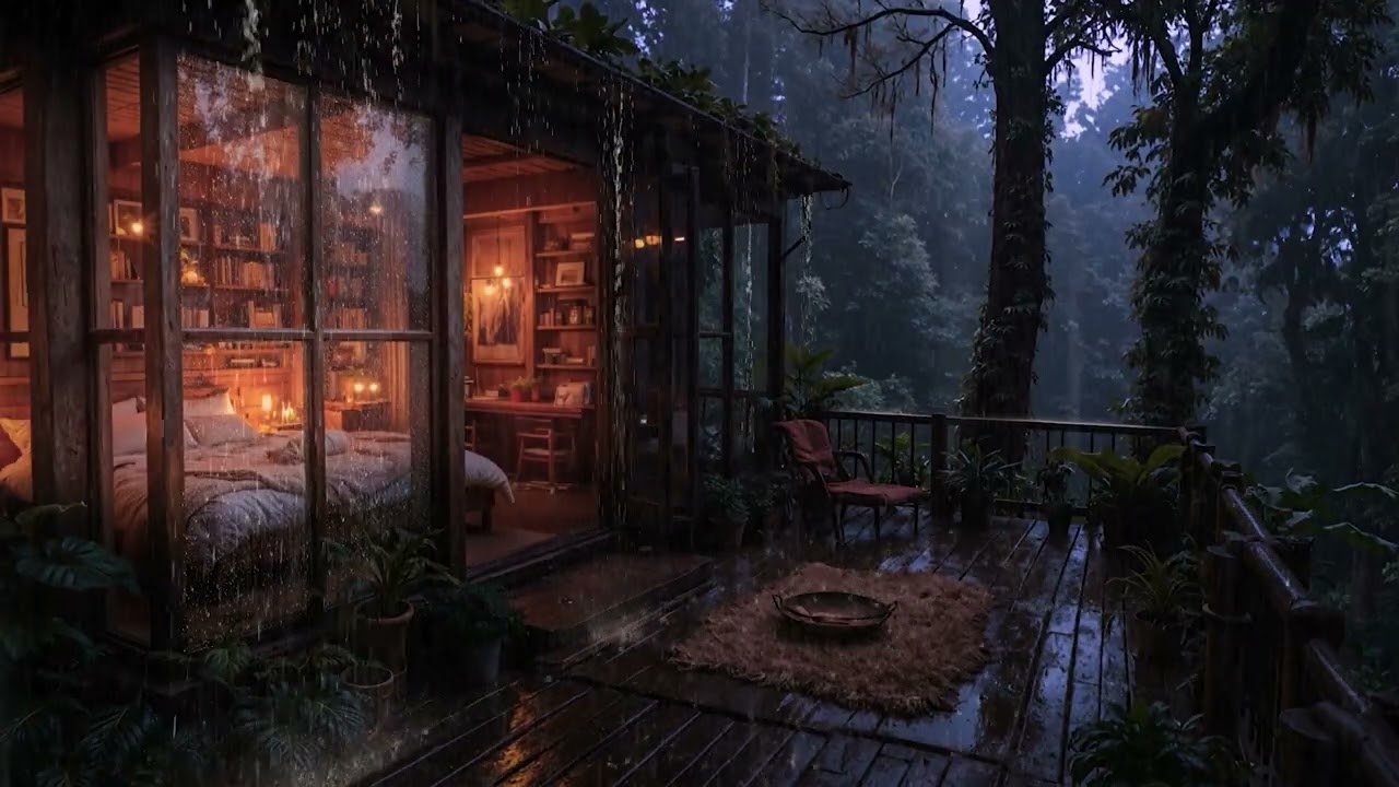 Rainy Night Calm Surrounding a Hidden Forest Retreat 🌧️ | Relaxing Sleep Sounds