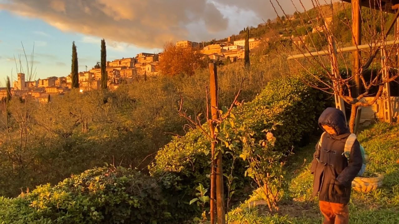 Staying at an Italian monastery during Christmas: quiet family time, olive garden, reading, drawing