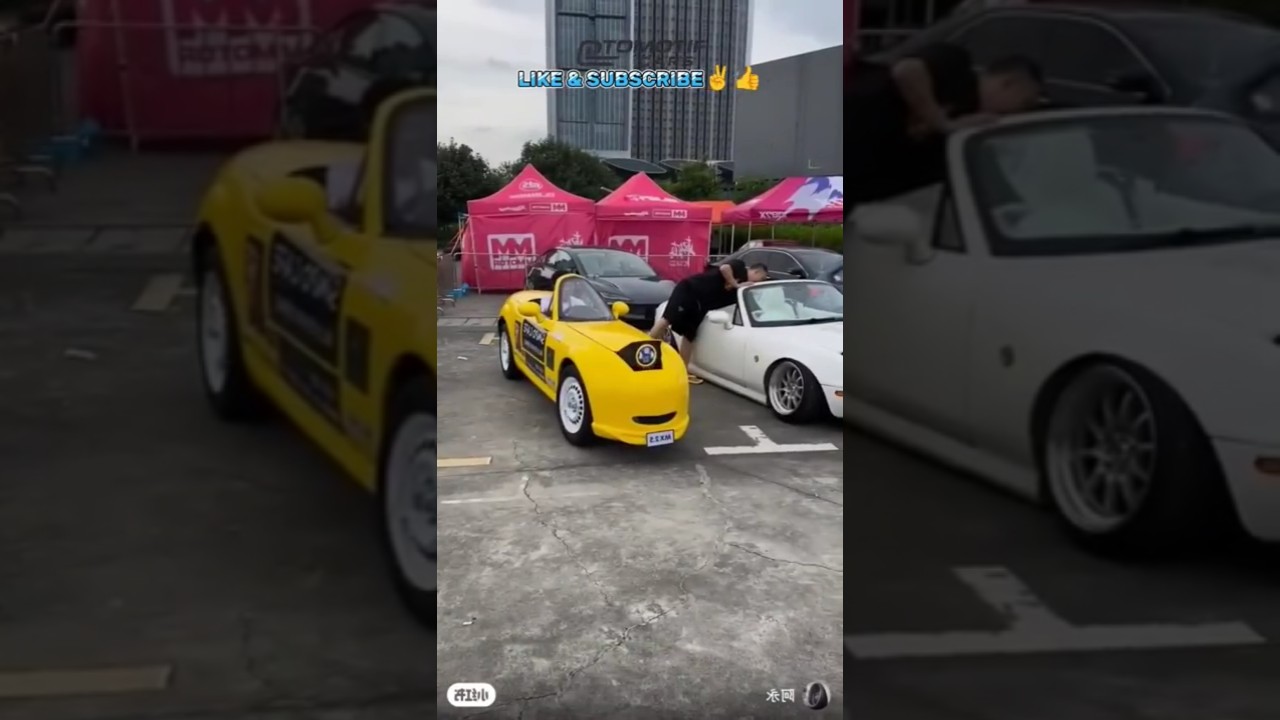 Mini Mazda Miata🤣 Yellow Cute🥰 #automobile #jdm #cars #edit #mazda #miata #mx5 #car