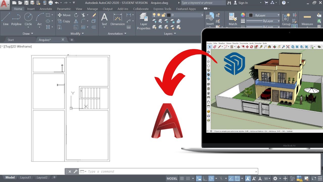 Como exportar do SketchUp para o AutoCAD
