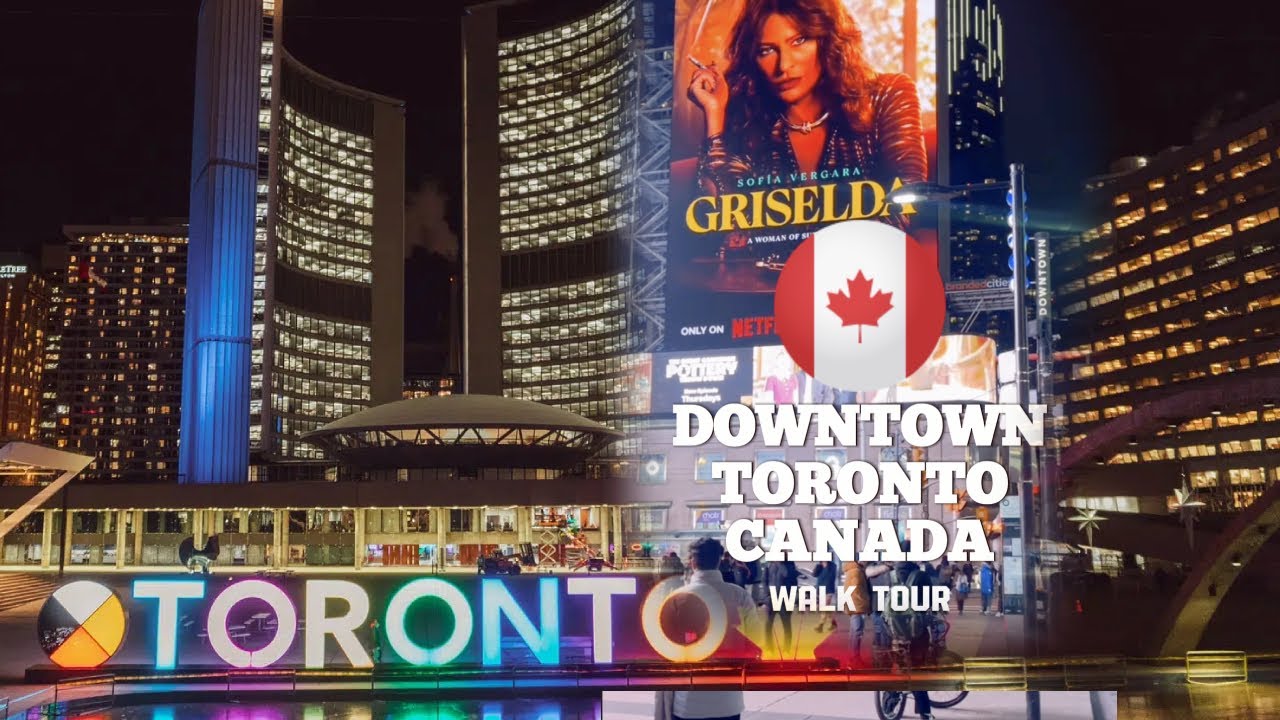 Downtown Toronto Canada at Night - Walking Downtown Toronto Tour