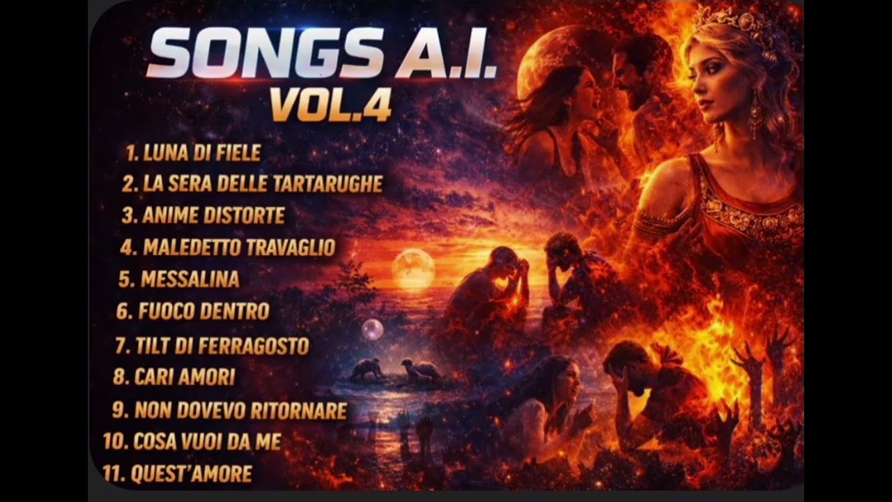 SONGS A.I. VOL.4 – AI Music Mix 2025 | Amore, Fuoco & Anime Distorte.