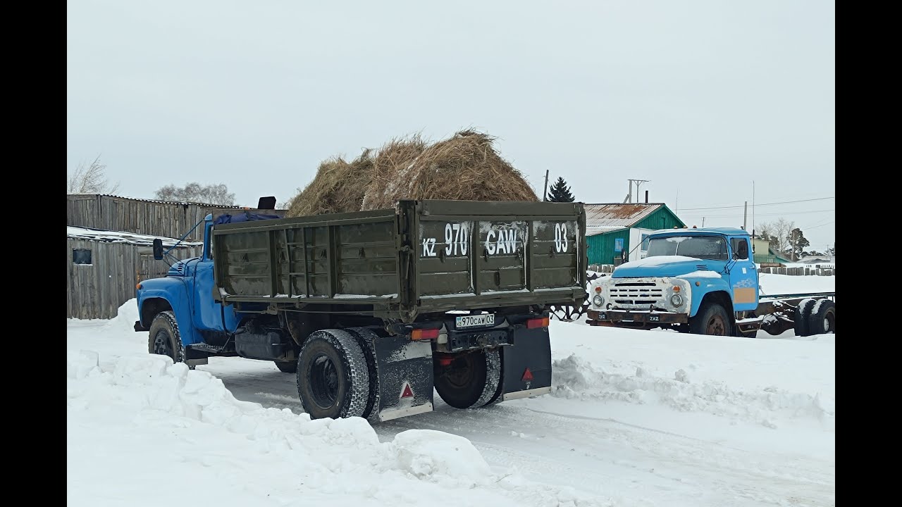 Метель, гололед, машину сносит с дороги. ЗИЛ130