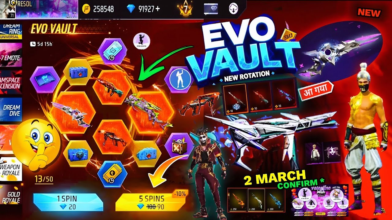 Next Evo Vault Event Free Fire🔥🤯2026 *100% CONFIRM*| 2 March Month Evo Vault Event M1887 Gun Skin