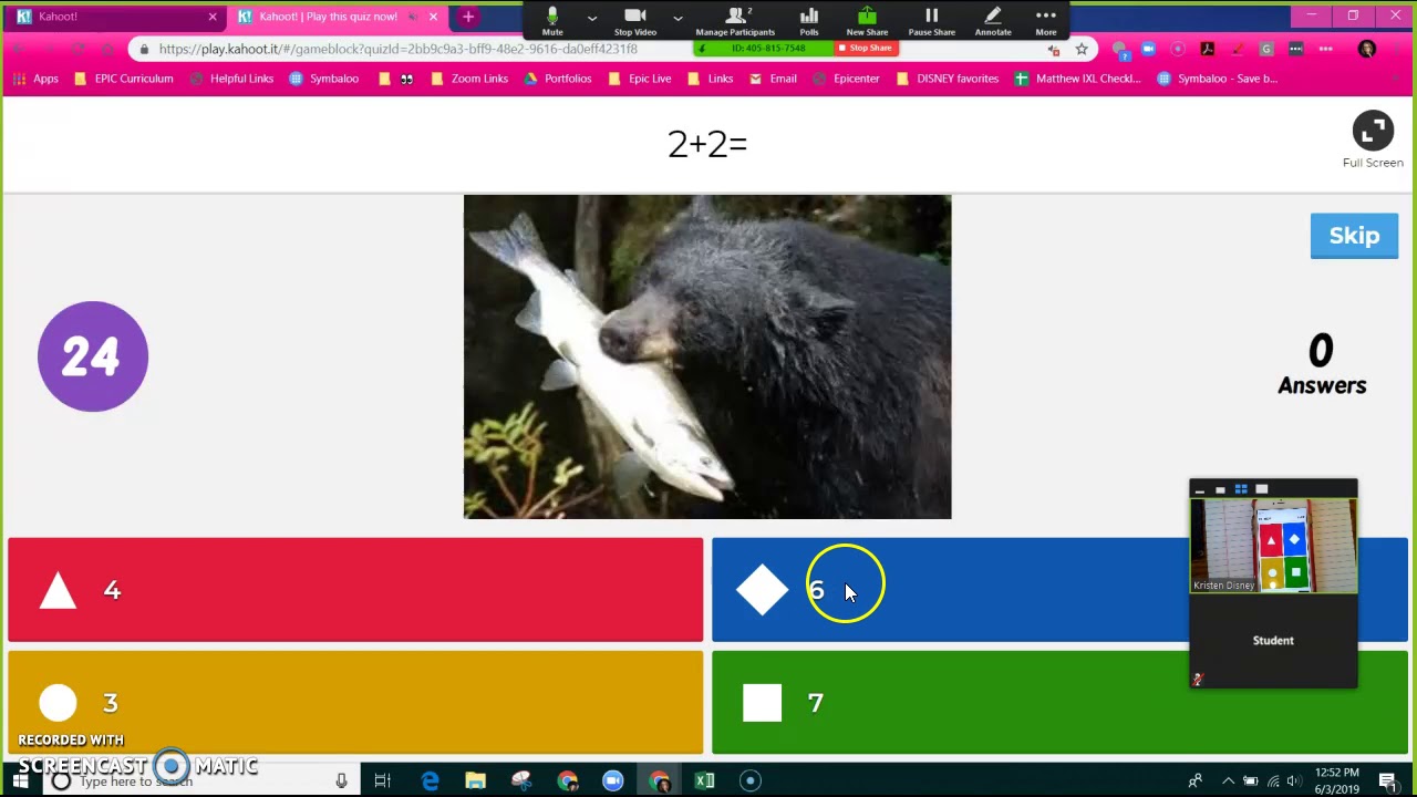 Playing Kahoot! on Zoom