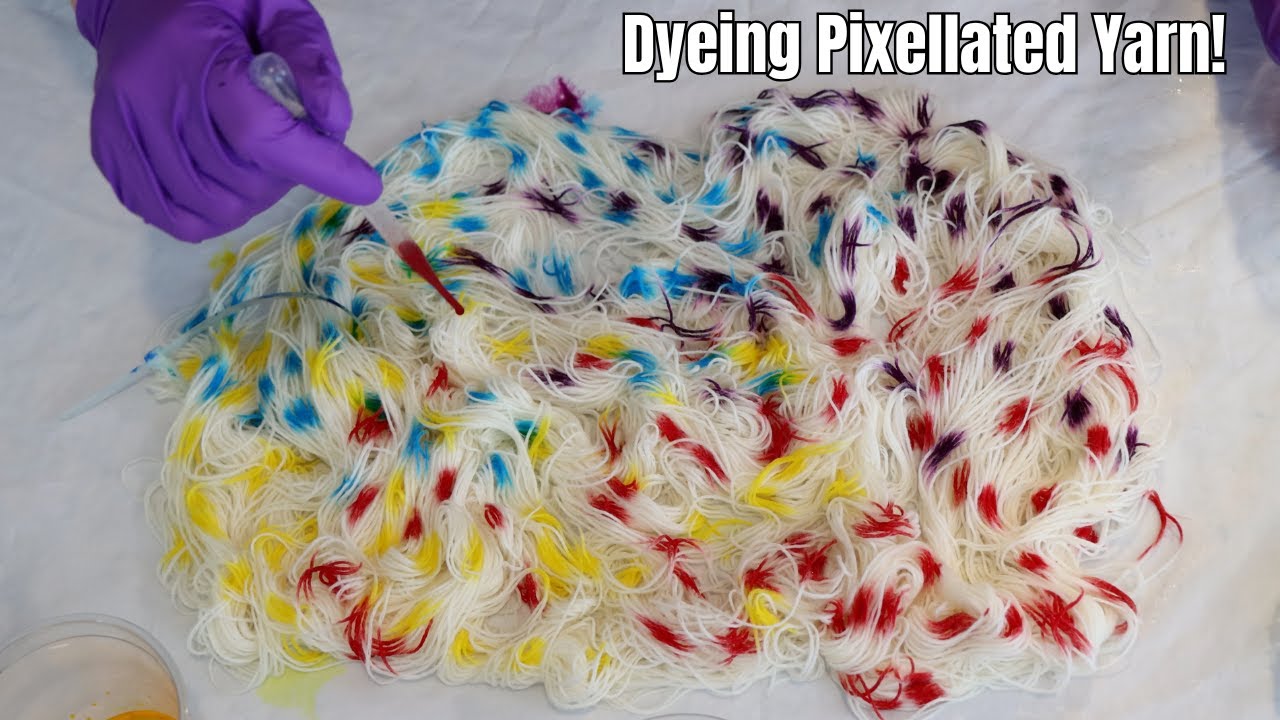 Dyeing Pixelated Yarn with Eyedroppers (Transfer Pipettes) & Acid Dyes (Dyepot Weekly 596)