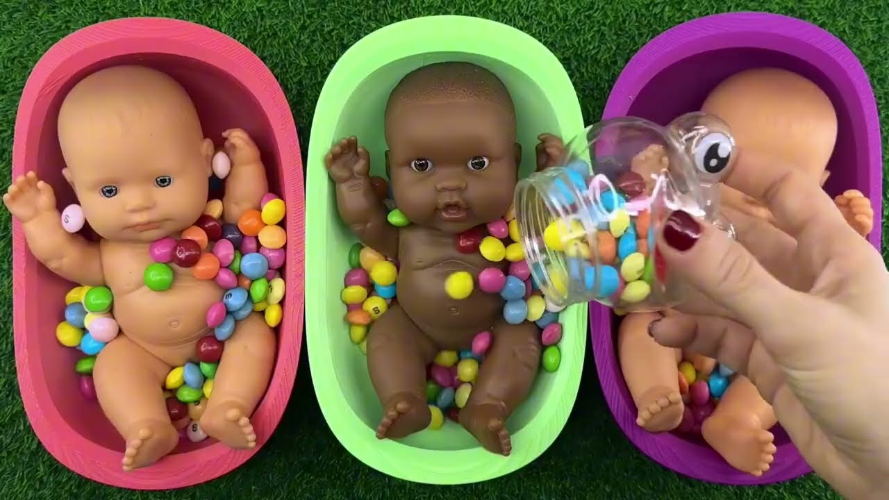 5 Minutes Satisfying Video | Mixing Funny Candy ASMR & Make Up in 3 Bathtubs with Magic M&M's Slime
