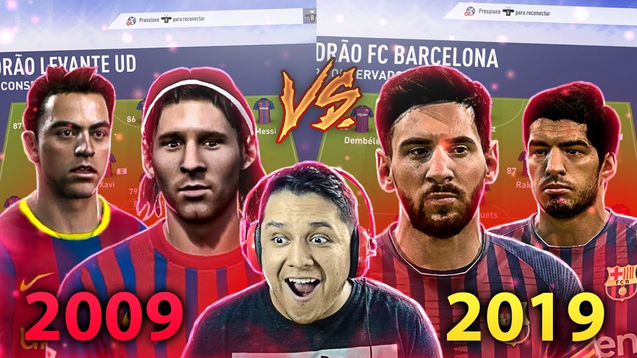BARCELONA 2009 vs BARCELONA 2019!! DESAFIO DOS 10 ANOS!! FIFA 19 EXPERIMENTO