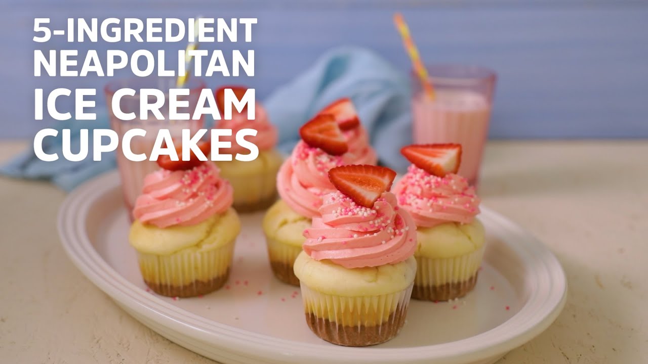 Easiest-Ever 5-Ingredient Neapolitan Ice Cream Cupcakes