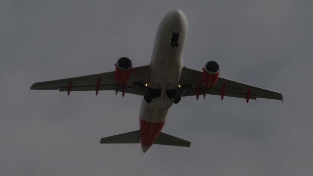 Zurich Airport five passenger airplanes taking off on a winter day.
