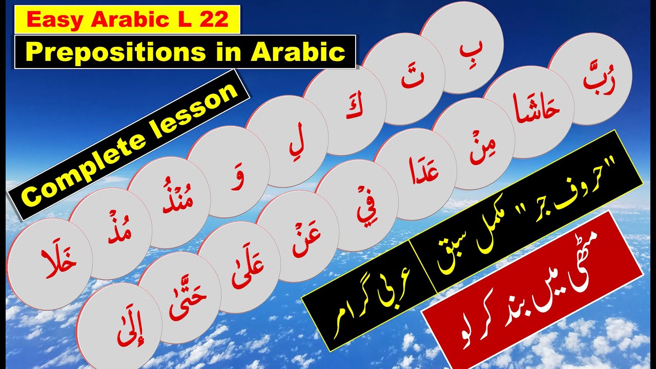 Prepositions in Arabic | Huroof e jar in Arabic | Arabic prepositions  | Arabic for beginners