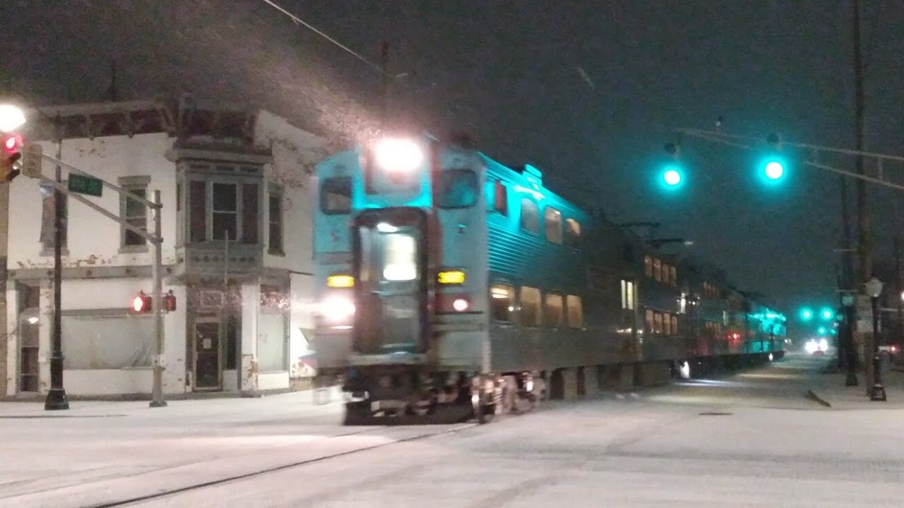 The final days of street running on the South Shore Line in Michigan City, Indiana