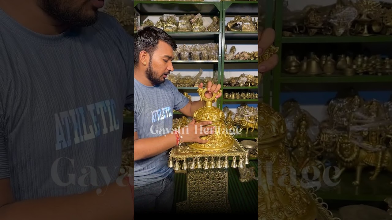 Brass Temple Bell with 6 Krishna Engravings – Divine Sound Décor | Gayatri Heritage