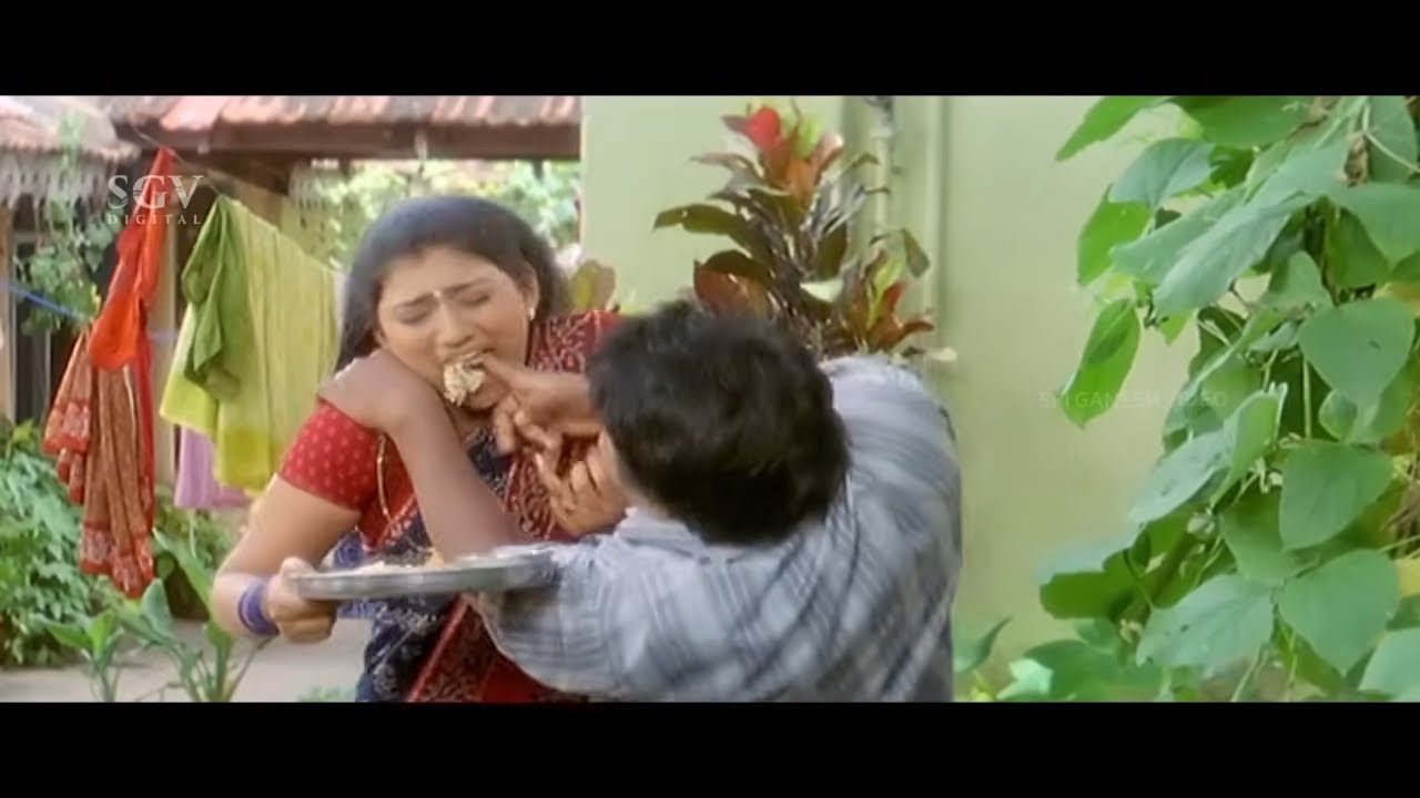 Komal Inserts Finger In Wife Mouth To Remove Food | Comedy | Govinda Gopala Kannada Movie Part 07