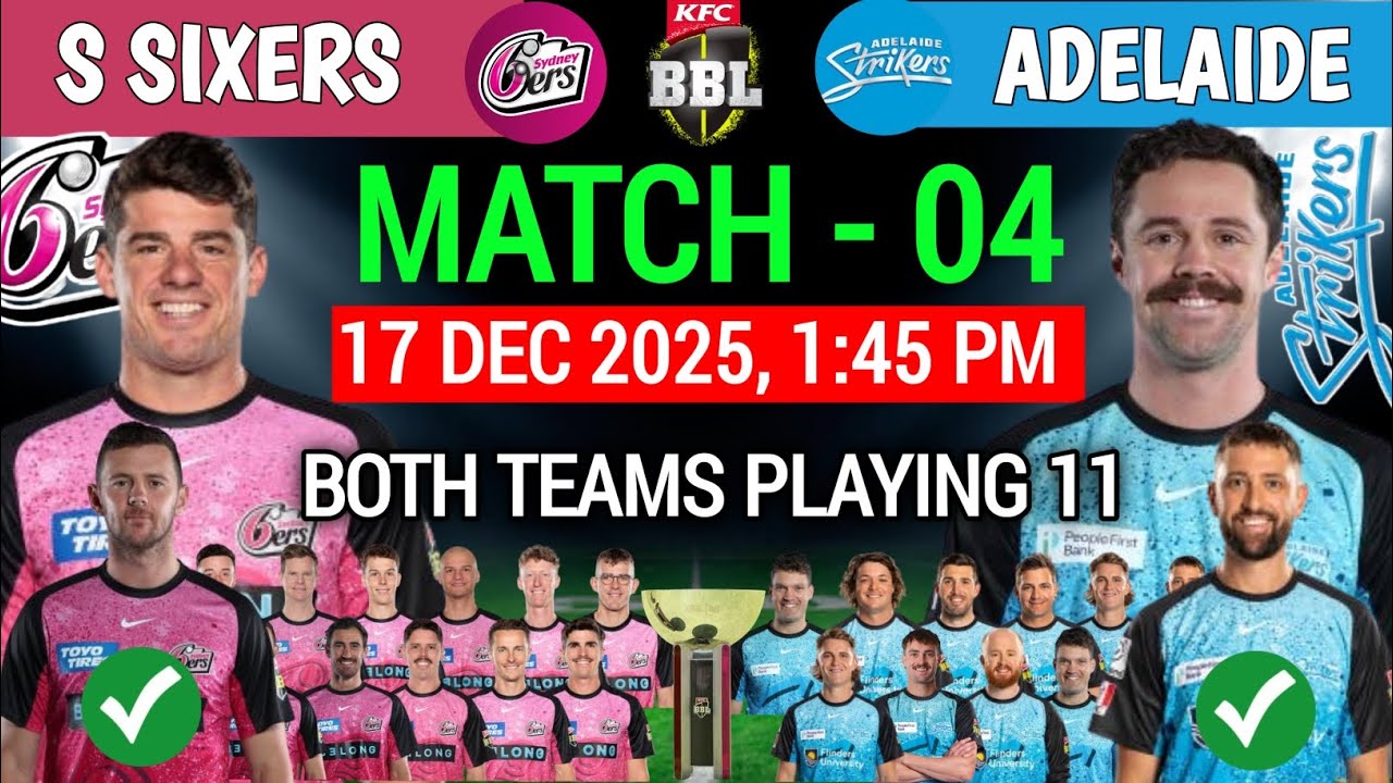 BBL 2025 - 26 | Sydney Sixers vs Adelaide strikers Playing 11 | Sydney vs Adelaide Final Playing 11