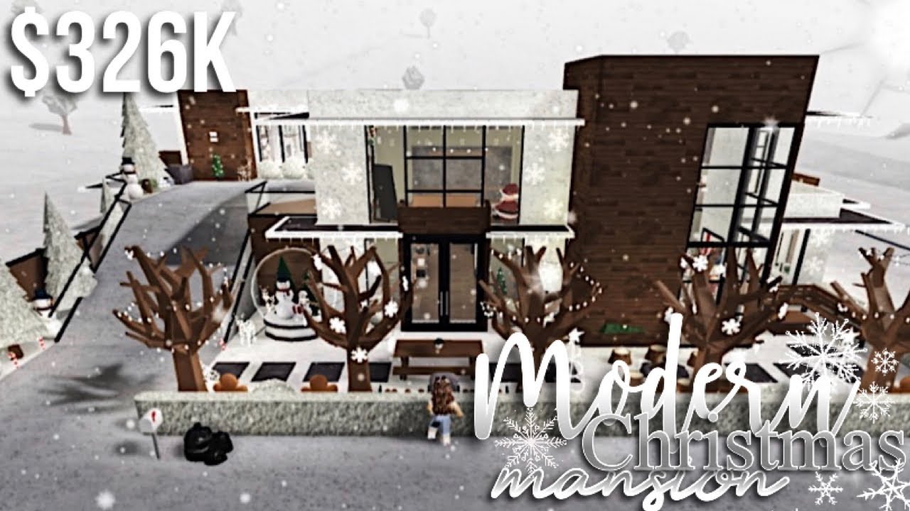 Modern Christmas Mansion Build | Roblox Bloxburg | GamingwithV