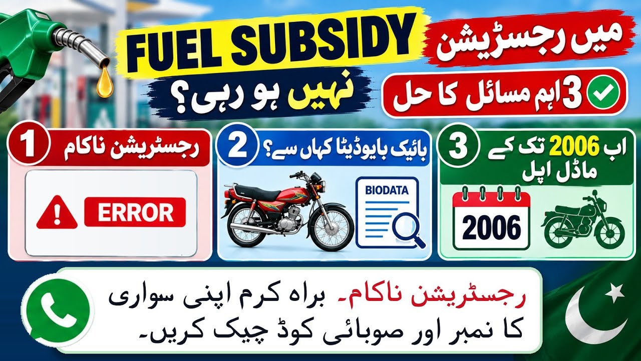 Fuel Subsidy Registration Error Apni Sawari Ka Number Aur Subai Code Check Karen Problem Ka Solution