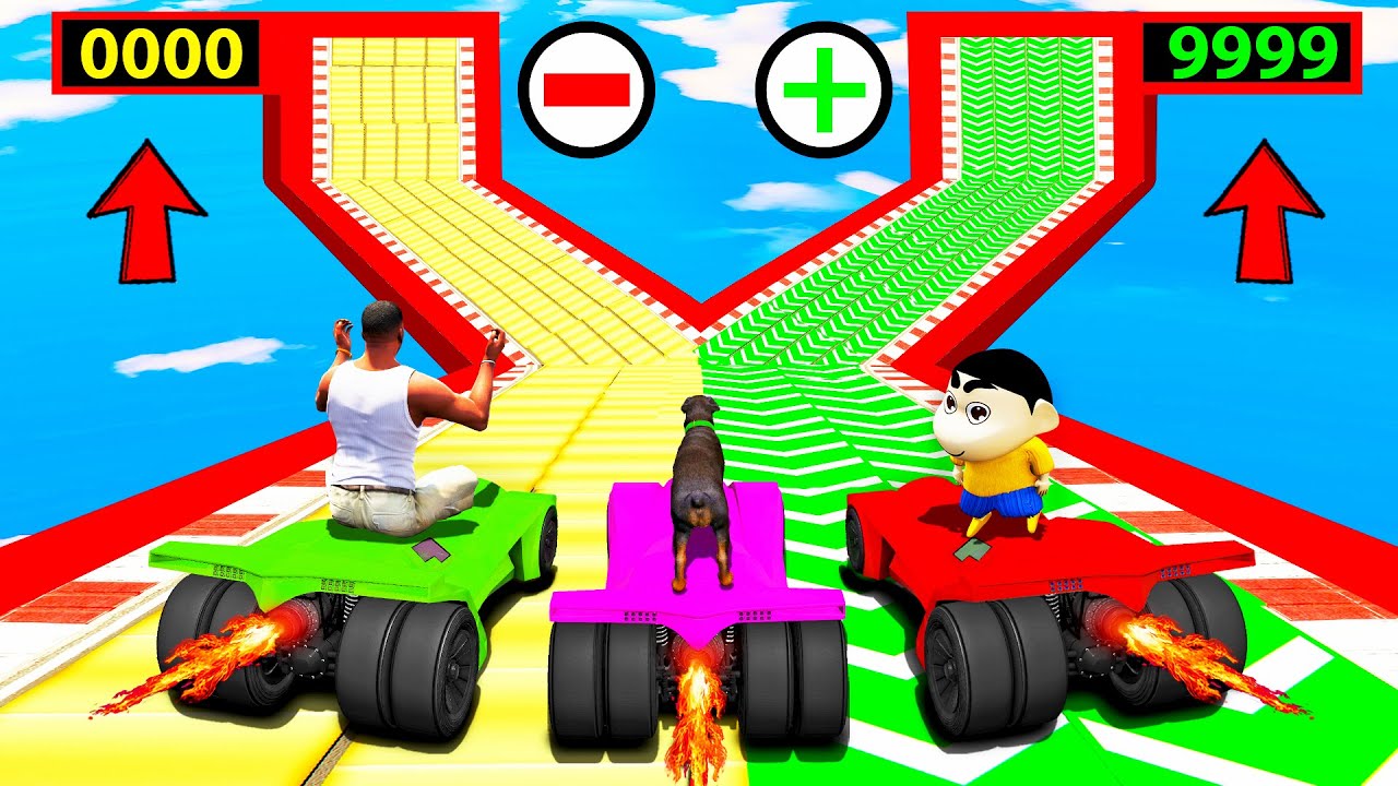 SHINCHAN AND FRANKLIN TRIED THE IMPOSSIBLE DUAL SPEED BOOSTER POINTS PARKOUR CHALLENGE GTA 5