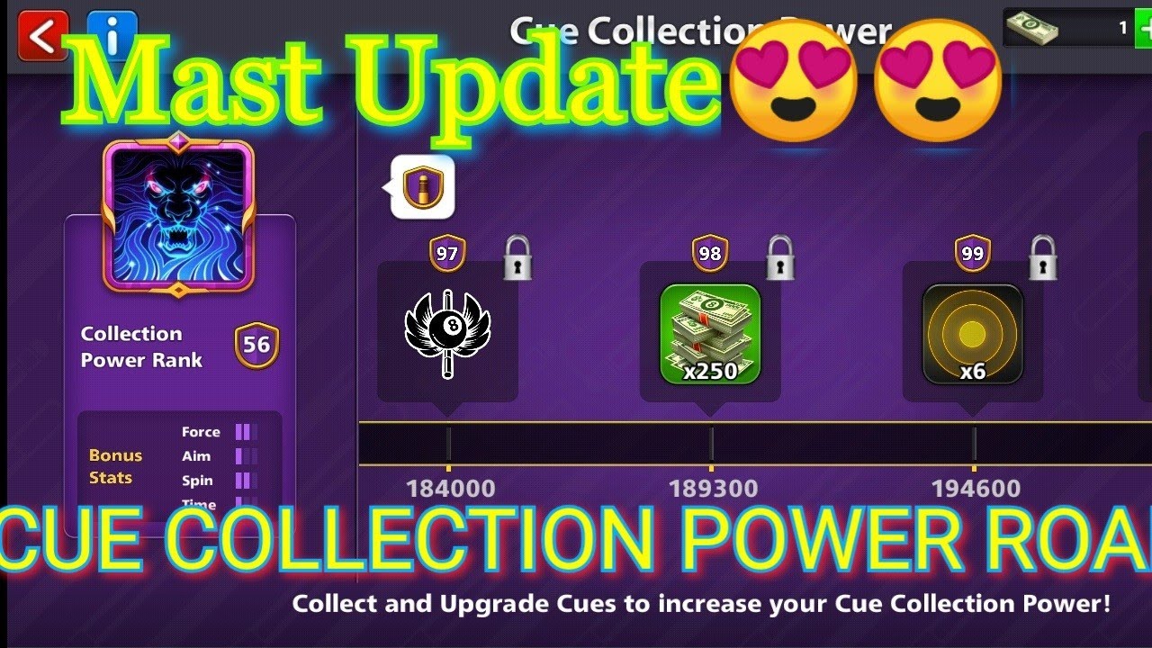 New cue collection power road collecting in 8 ball pool