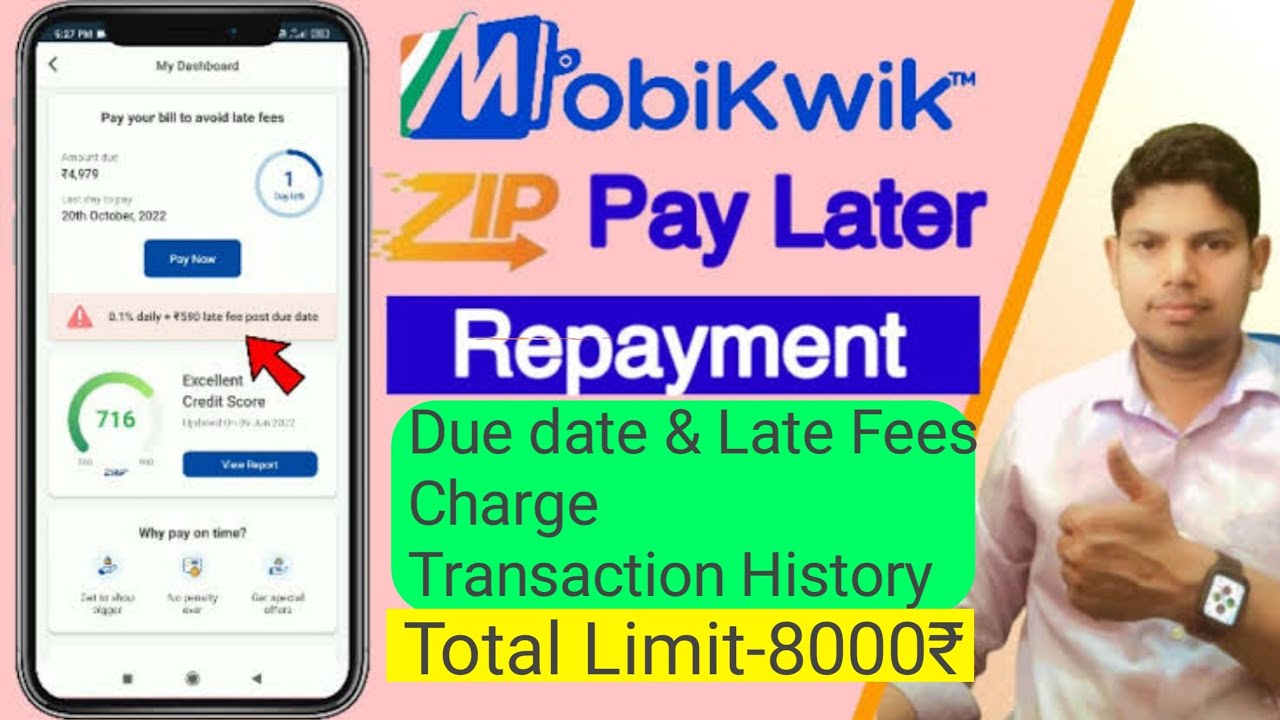 Mobikwik zip pay later Repayment due date & late fees zip limit/mobikwik pay later app zip loan