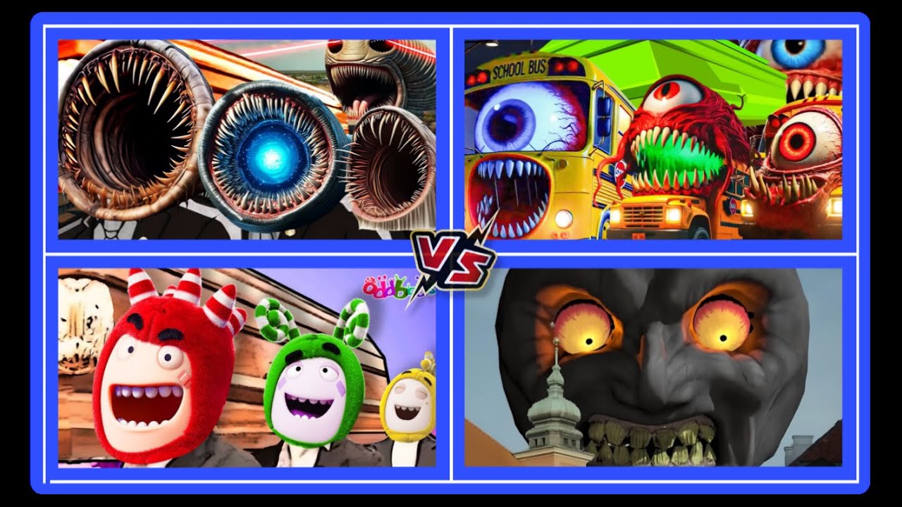 SCHOOL BUS MONSTER VS LUNAR MOON VS ODDBODS VS EROSION WORM