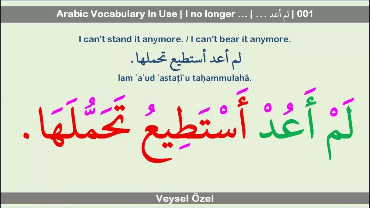 Arabic Vocabulary In Use | I no longer &hellip; | (... لَمْ أَعُدْ) | 001