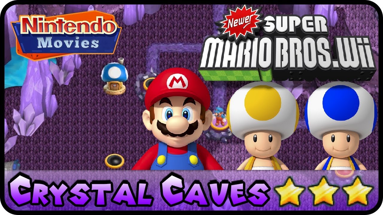 Newer Super Mario Bros. Wii - World D - Crystal Caves (100%, Multiplayer)