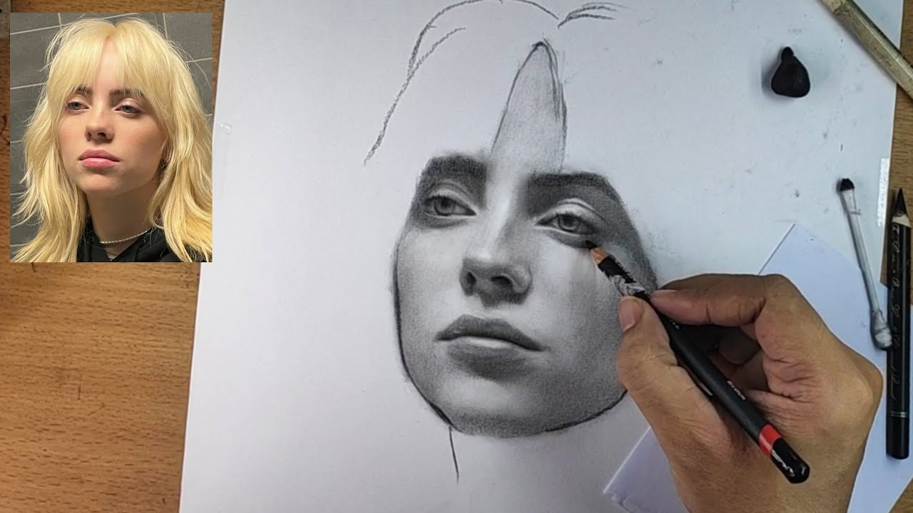 Charcoal Drawing Demonstration Photo Reference ( Billie Eilish )