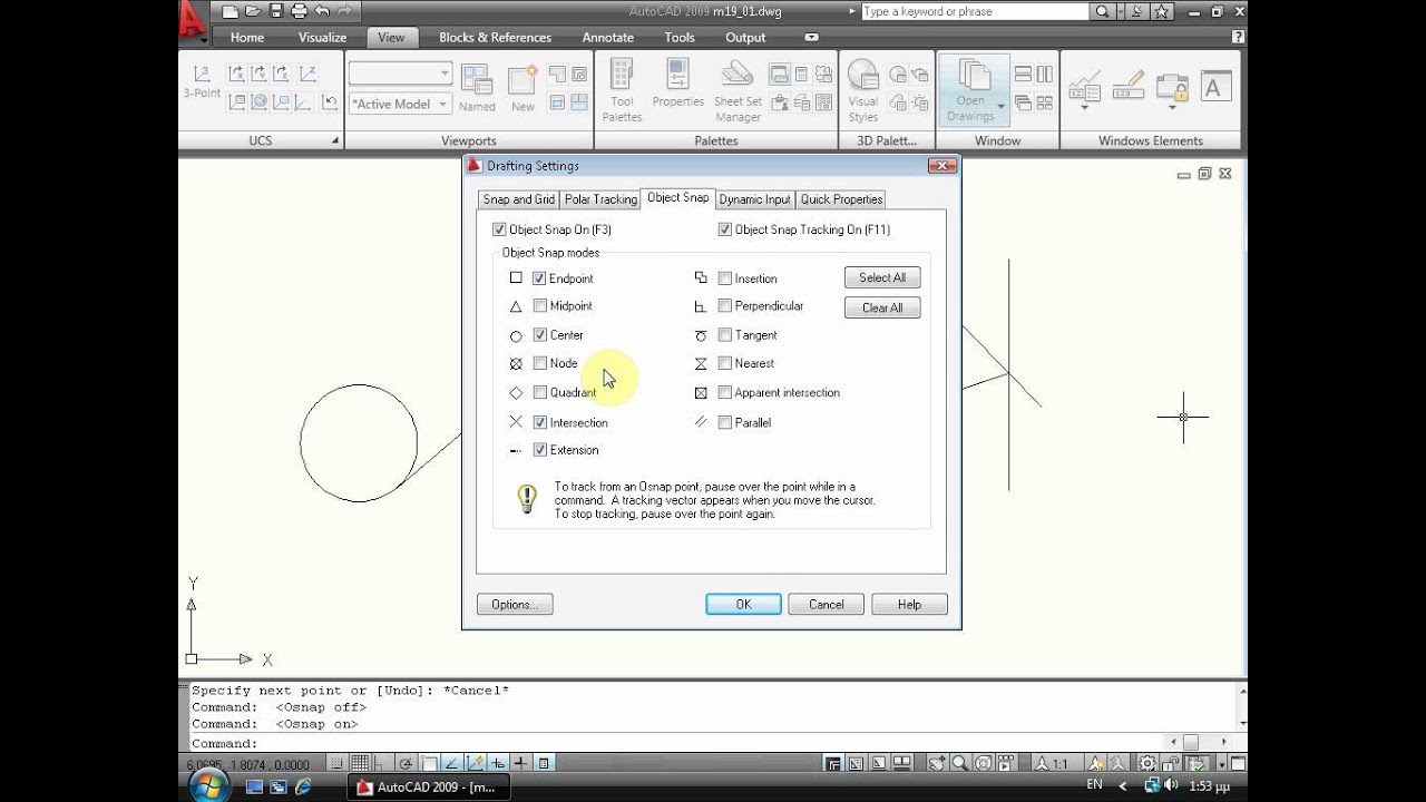 AutoCAD 2D 2009 Σημεία έλξης αντικειμένων Object Snap