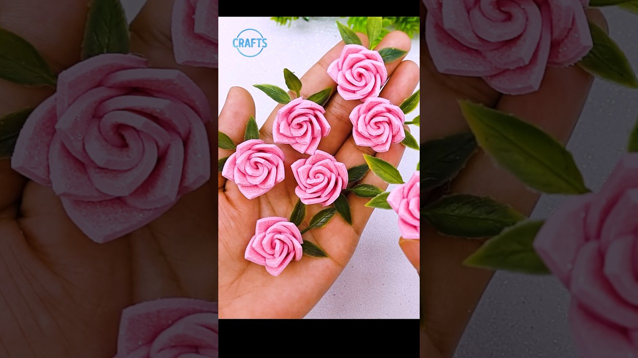 Mini Paper Roses & Foam Sheet Flowers✨🌹 #diy #foamcraft #handmade #rose #flowers #shorts #homedecor