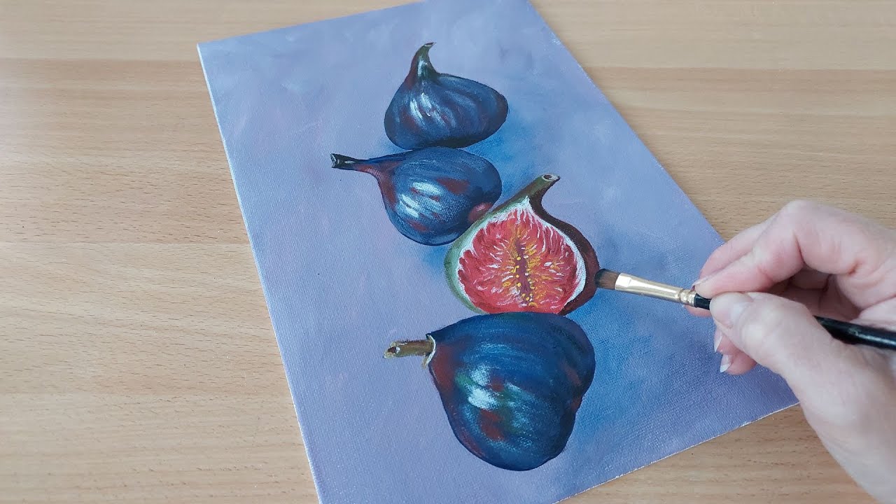 How to draw Fig Fruit / Acrylic figs painting / STEP by STEP / DeOli art