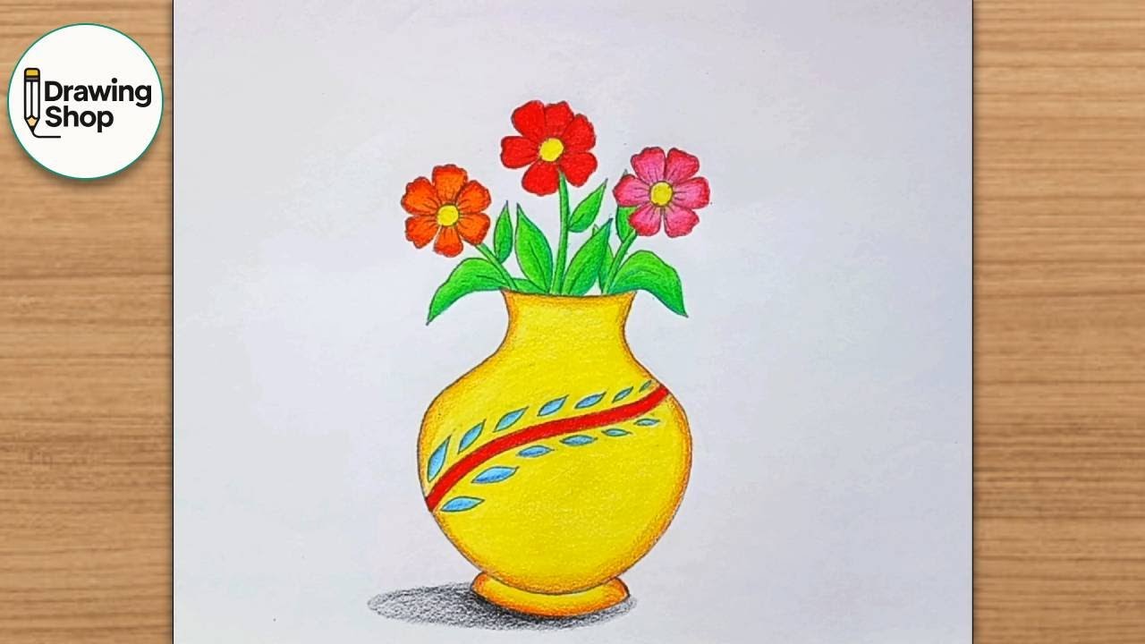 How to Draw Flower Pot || Flower Pot Drawing || Easy Drawing || Drawing Shop