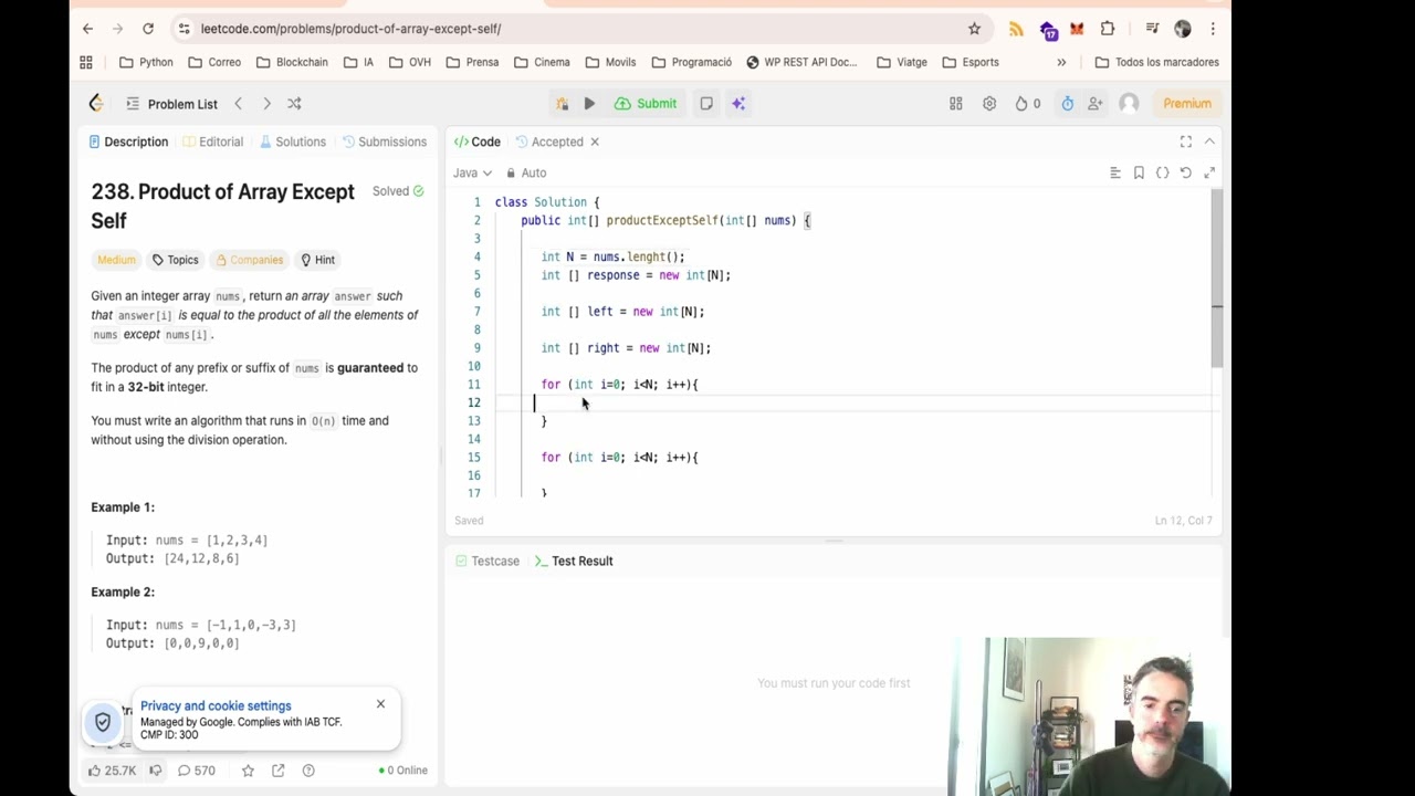 LeetCode 238 – Product of Array Except Self 🚀 | Explicación + Solución Óptima O(n)