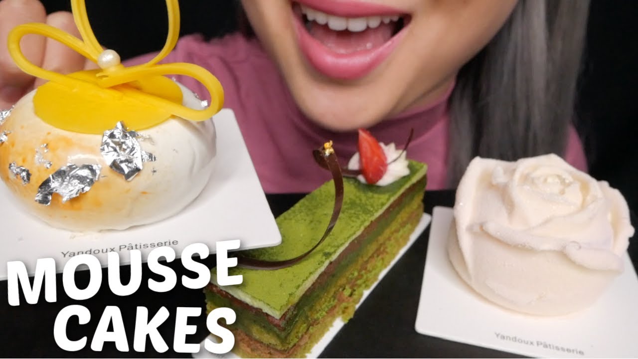 ASMR Mousse Cakes *DELICIOUS Passionata, Chocolate Matcha & Raspberry Lychee No Talking Eating Sound