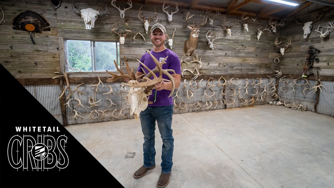 Whitetail Cribs:  GIANT KANSAS BUCKS!! Two Man Caves Stacked with Deer Antlers