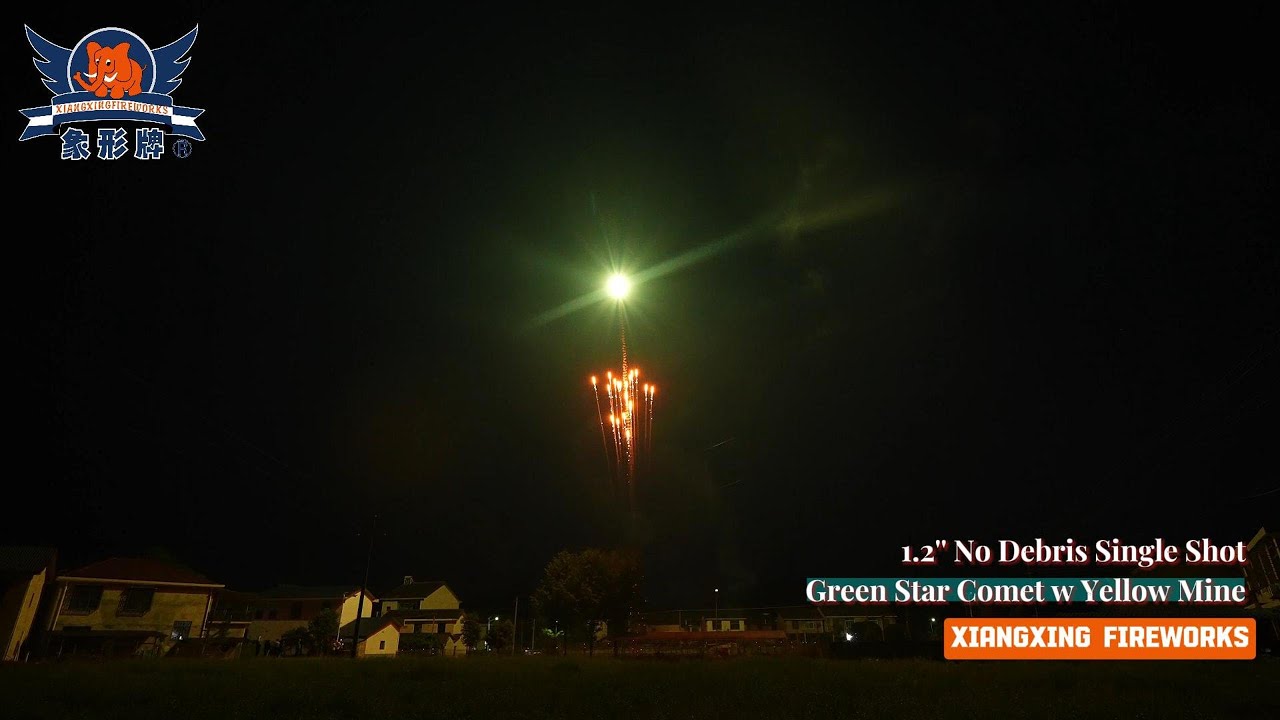 No Debris Single Shot - Green Star Comet w Yellow Mine