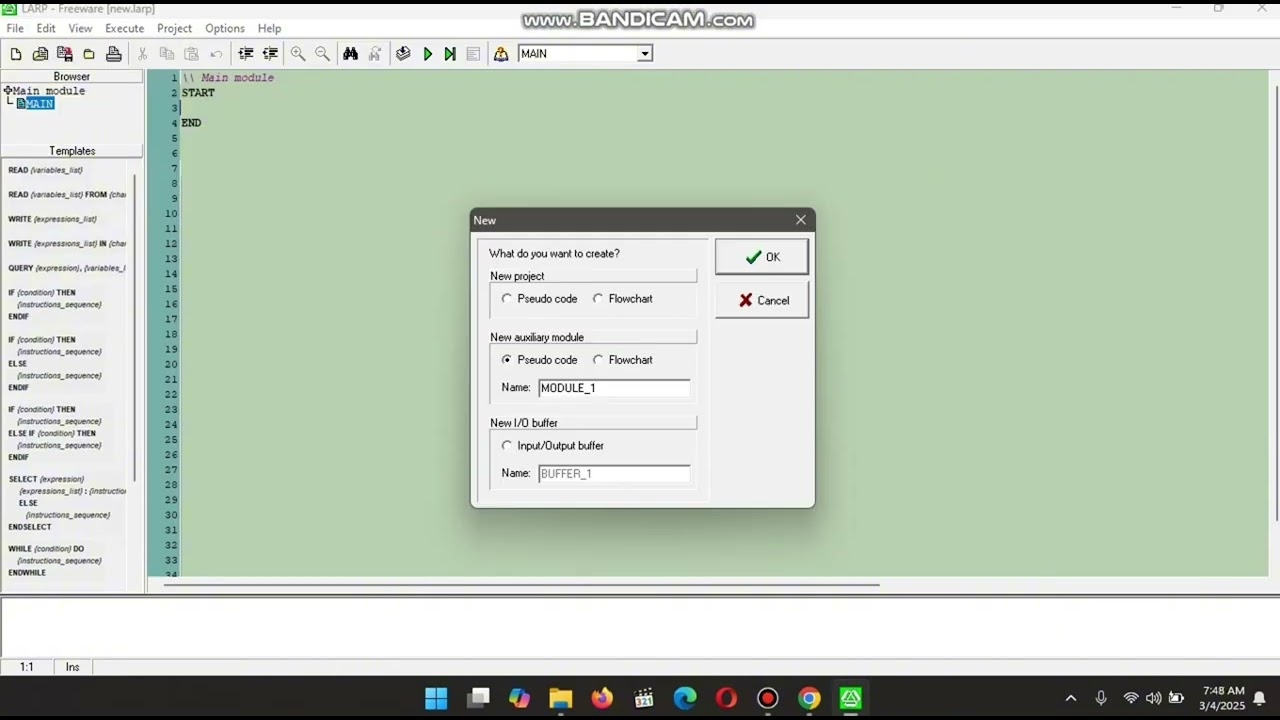 How to install larp software to design a flowchart and pseudocode