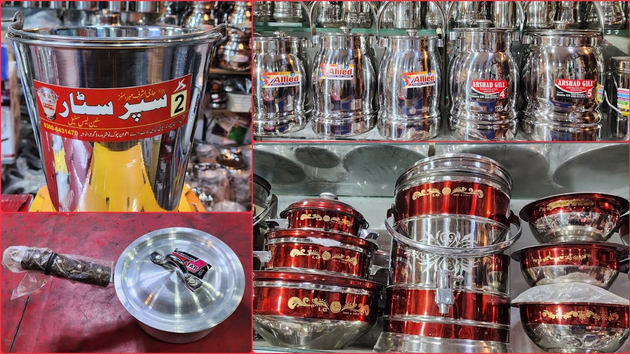 Affordable Stainless Steel Bartan Wholesale Market Gujranwala/Silver Steel Cookware/Metal Finish Pot