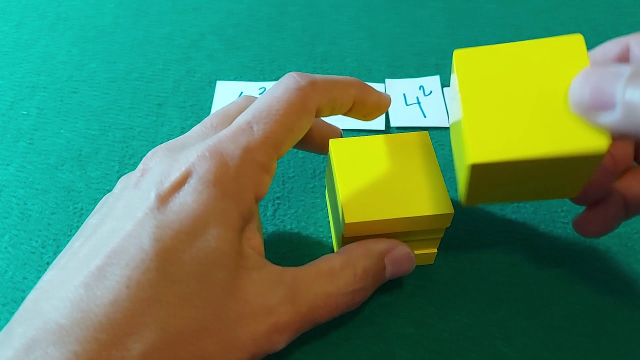 Potencias. Base 4. Material Montessori.