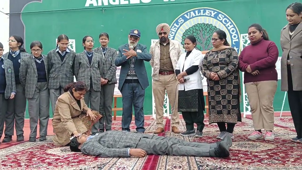 Road cycle fire First Aid CPR BLS trg Angle Vally school Rajpura by kaka Ram Verma 