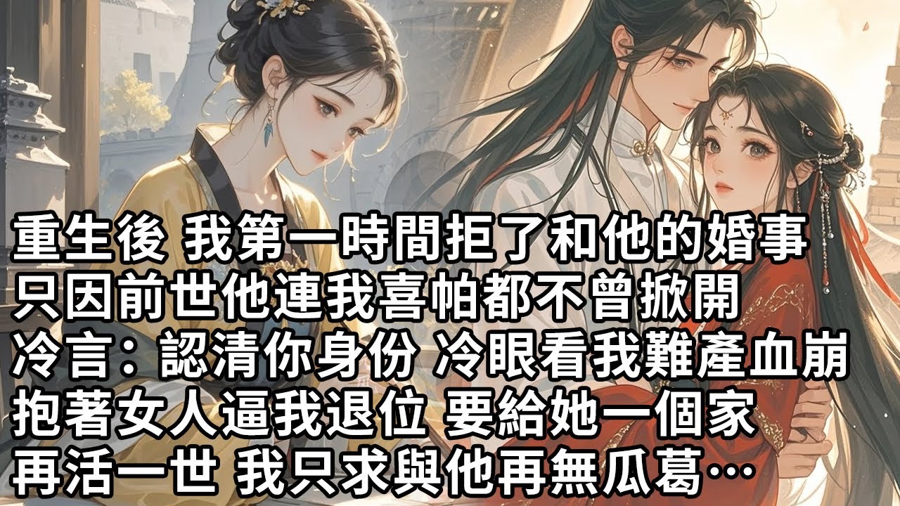【一口氣看完】重生後 我第一時間拒了和他的婚事，只因前世他連我喜帕都不曾掀開，冷言：認清你身份 冷眼看我難產血崩，抱著女人逼我退位 要給她一個家，再活一世 我只求與他再無瓜葛…